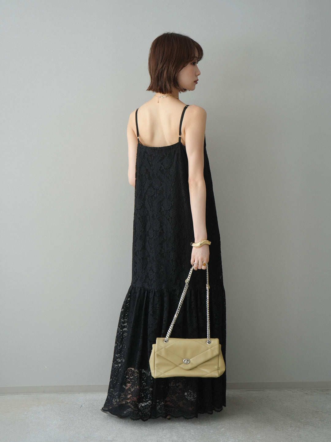 [SET]ギャザー切替レースキャミワンピース+選べるアクセセット(2set)