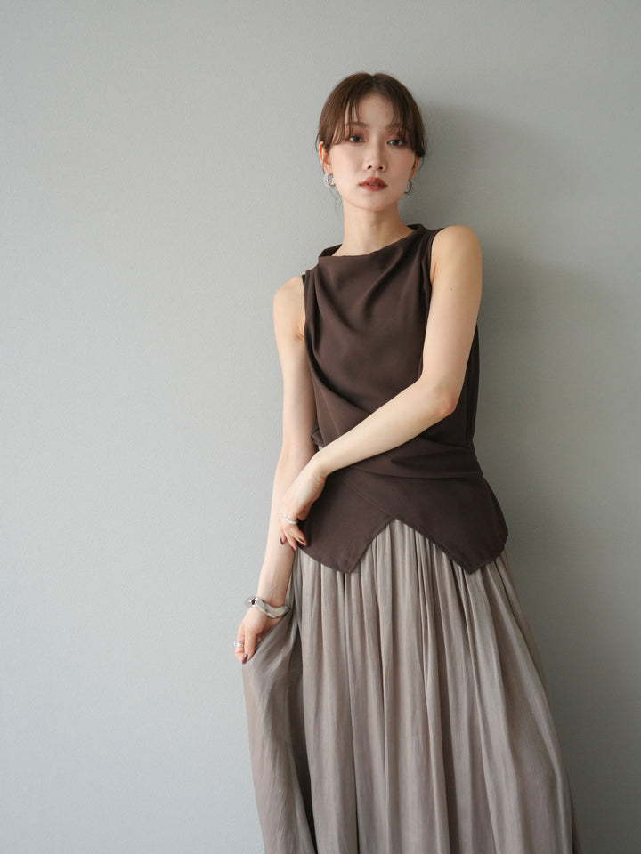 [SET]ノースリーブトップス＆シャイニーフレアスカートSET UP/(2set)