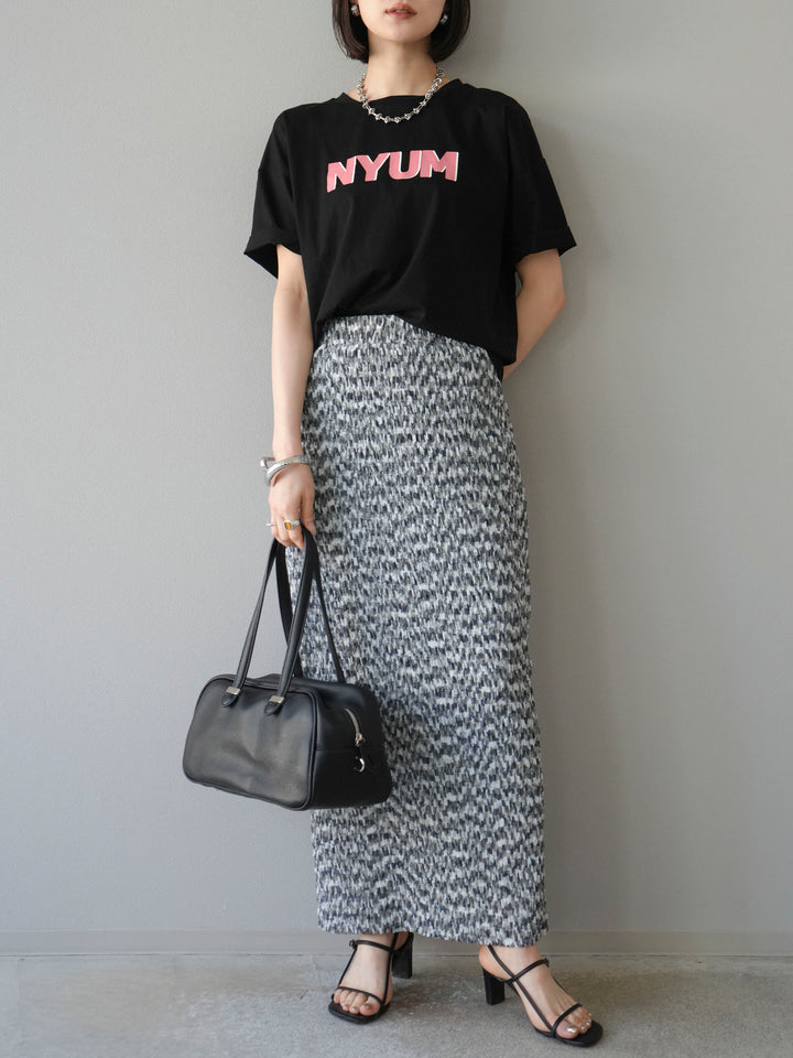 [予約]マルチカラーランダムプリーツタイトスカート/ブラック