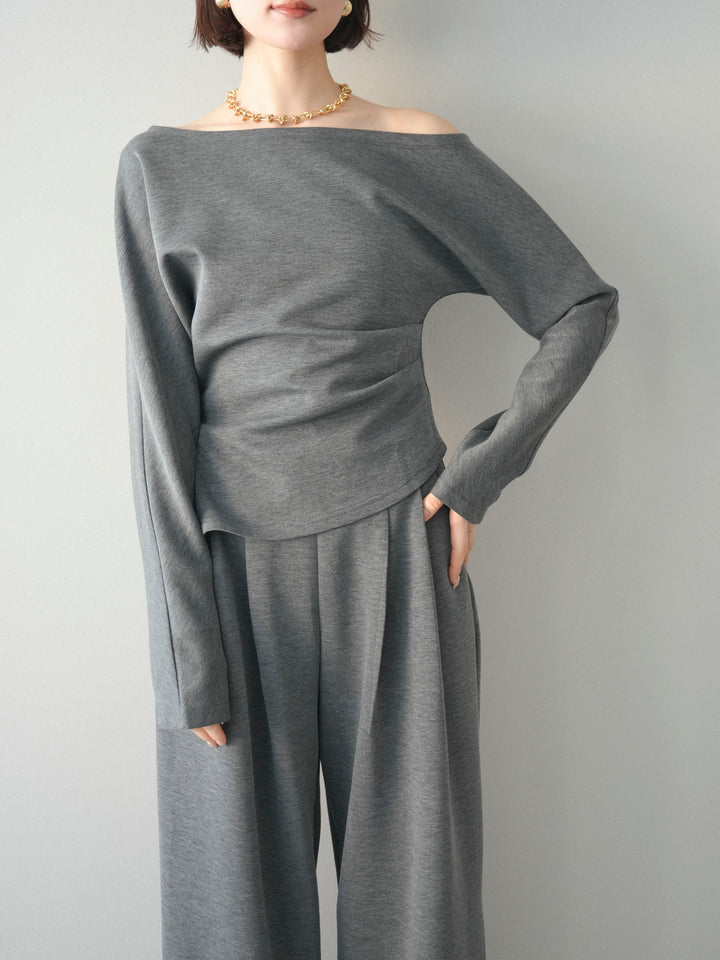 [SET]ライトポンチワンショルタックトップス＆パンツSETUP