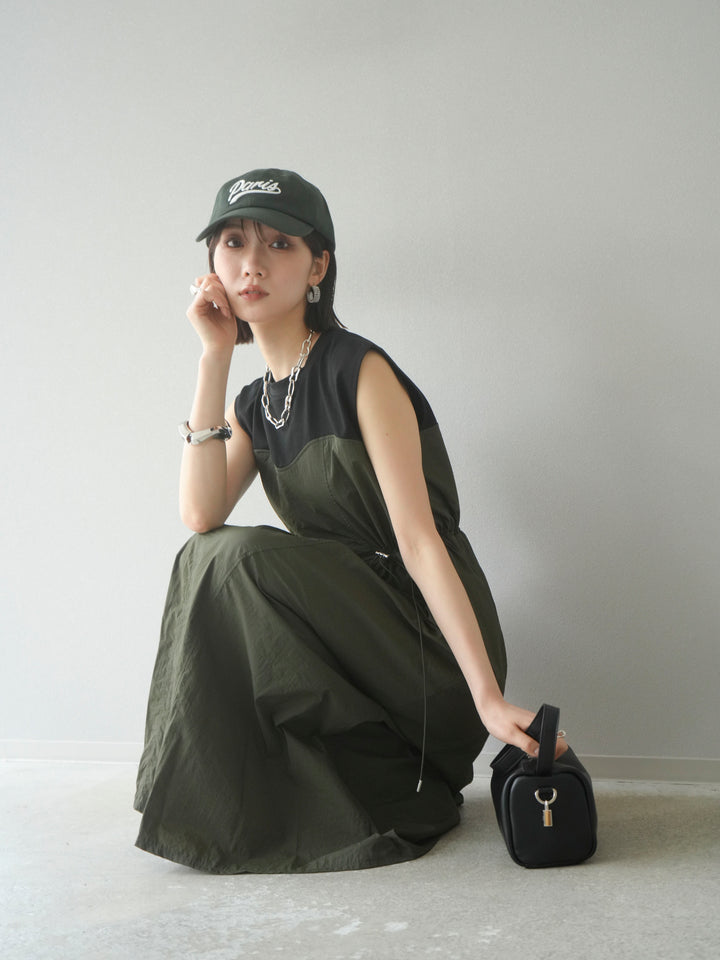 [SET] 剪裁對接尼龍洋裝 + 可選飾品套裝 (2 套)