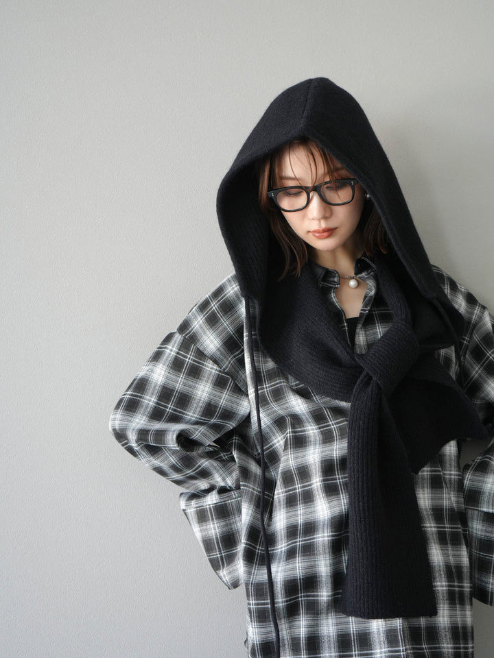 [予約]フードニットマフラー/ブラック