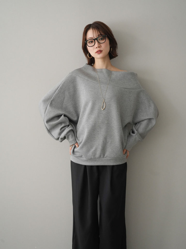 [SET]アシンメトリーオフショルポンチプルオーバー+選べるアクセセット(2set)