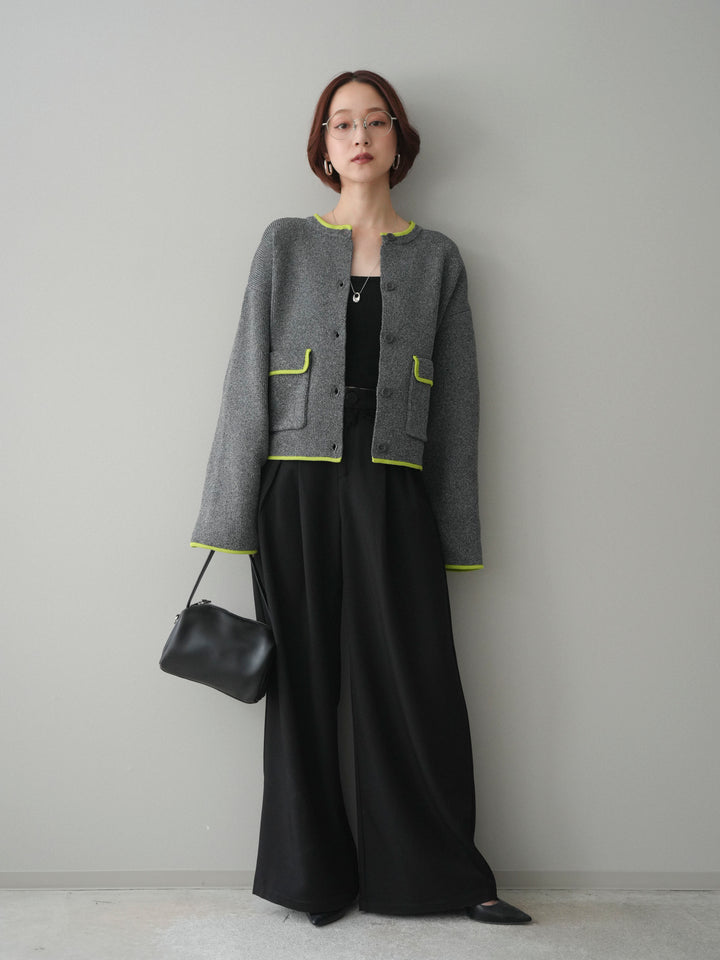 [予約]ウエストレースタックワイドパンツ/black