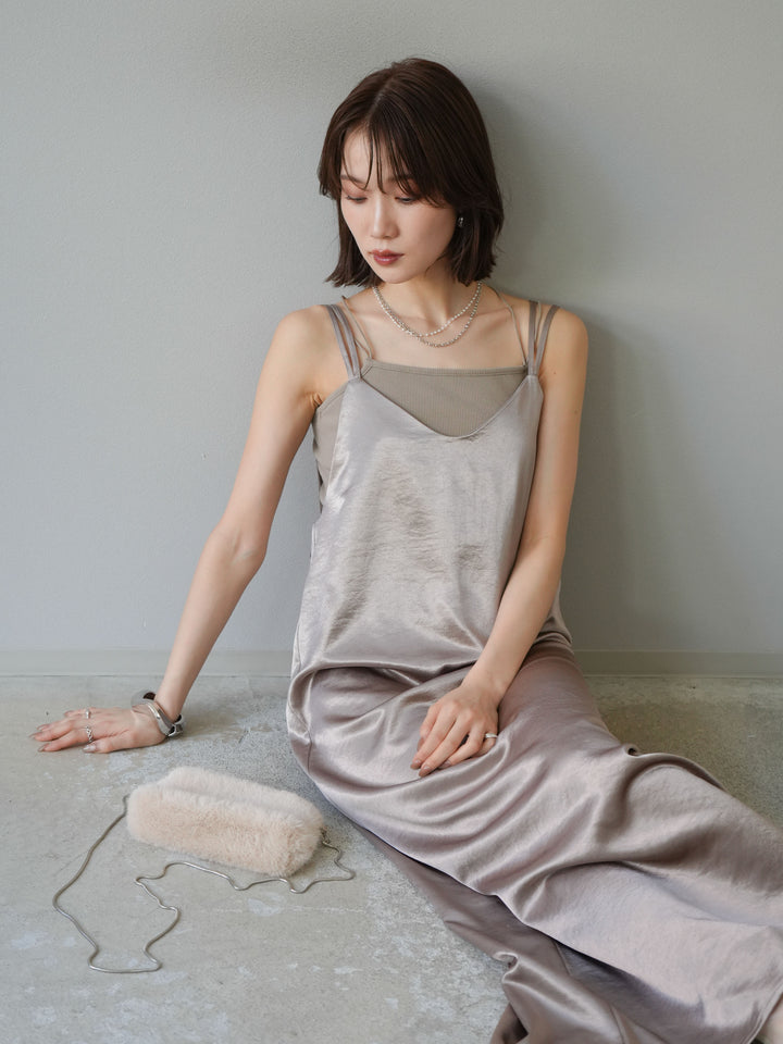 [予約]サテンキャミワンピース/グレージュ
