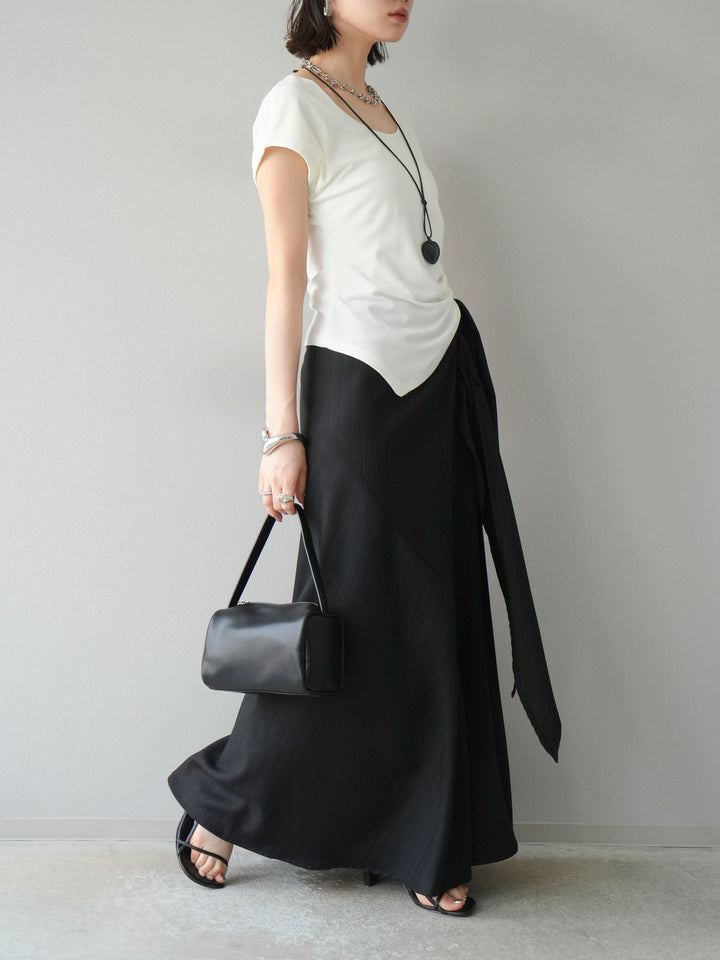 [予約]サイド巻きツイルスカート/ブラック