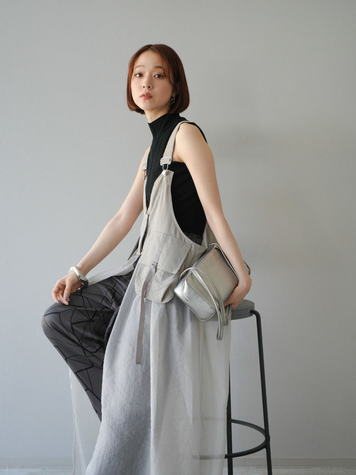 [予約]タクティカルベストオーガンザワンピース/グレージュ