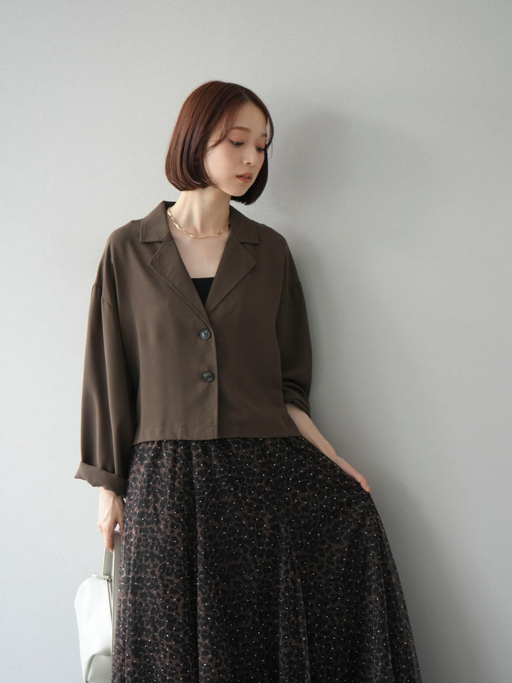 [予約]レーヨンライクショートジャケット/モカ