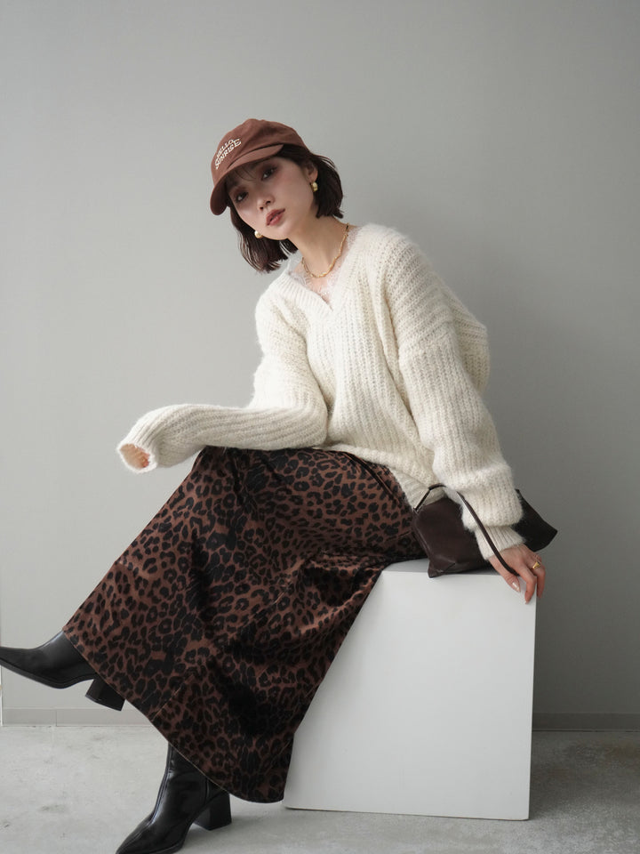 [SET]Vネックレースニットプルオーバー+Vネックレースニットプルオーバー(2set)