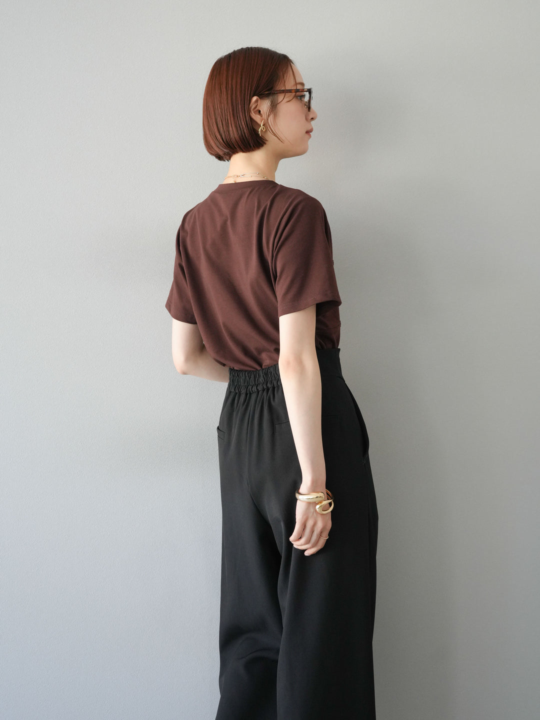 [SET]ビスチェデザインTシャツ+ジップタックワイドパンツ(2set)