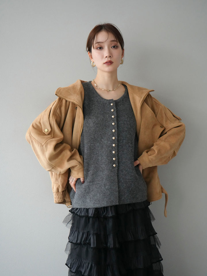 [予約]スエードライダースジャケット/ベージュ