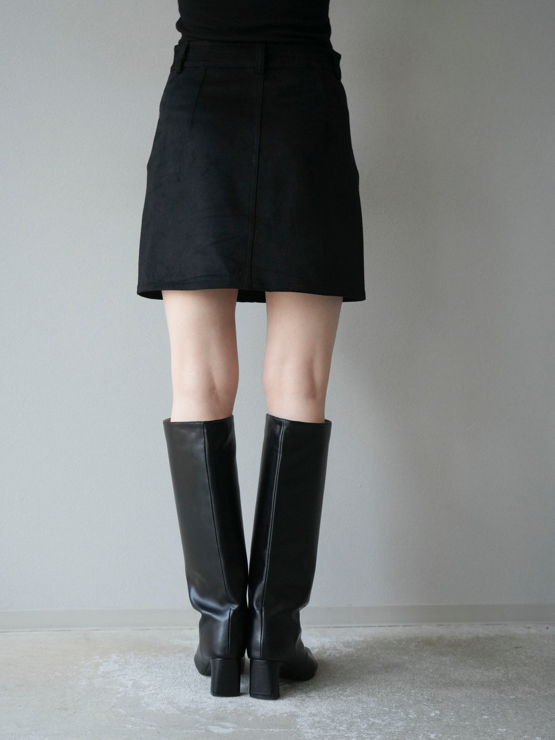 [予約]スエードペチパンツ付ミニスカート/ブラック