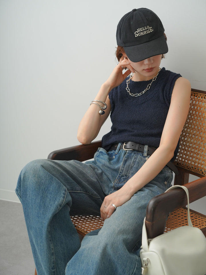 [予約]アウトリンキングノースリニットトップス/navy