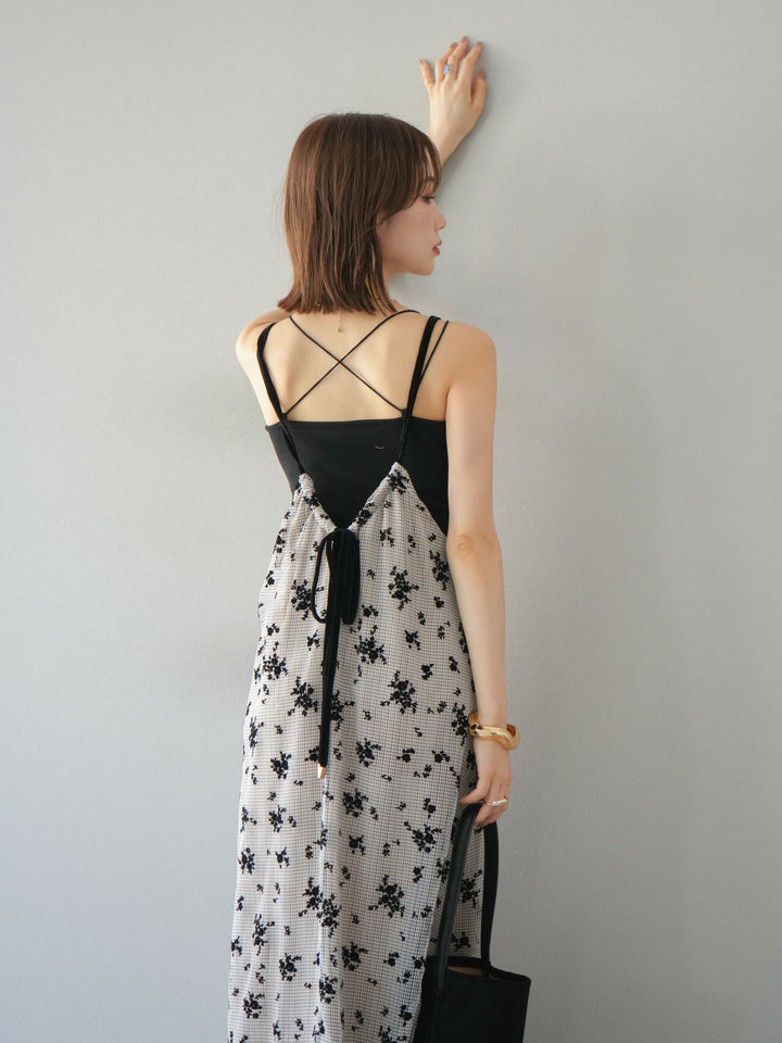 [予約]フロッキーチュールレイヤードベロアキャミワンピース/ベージュ