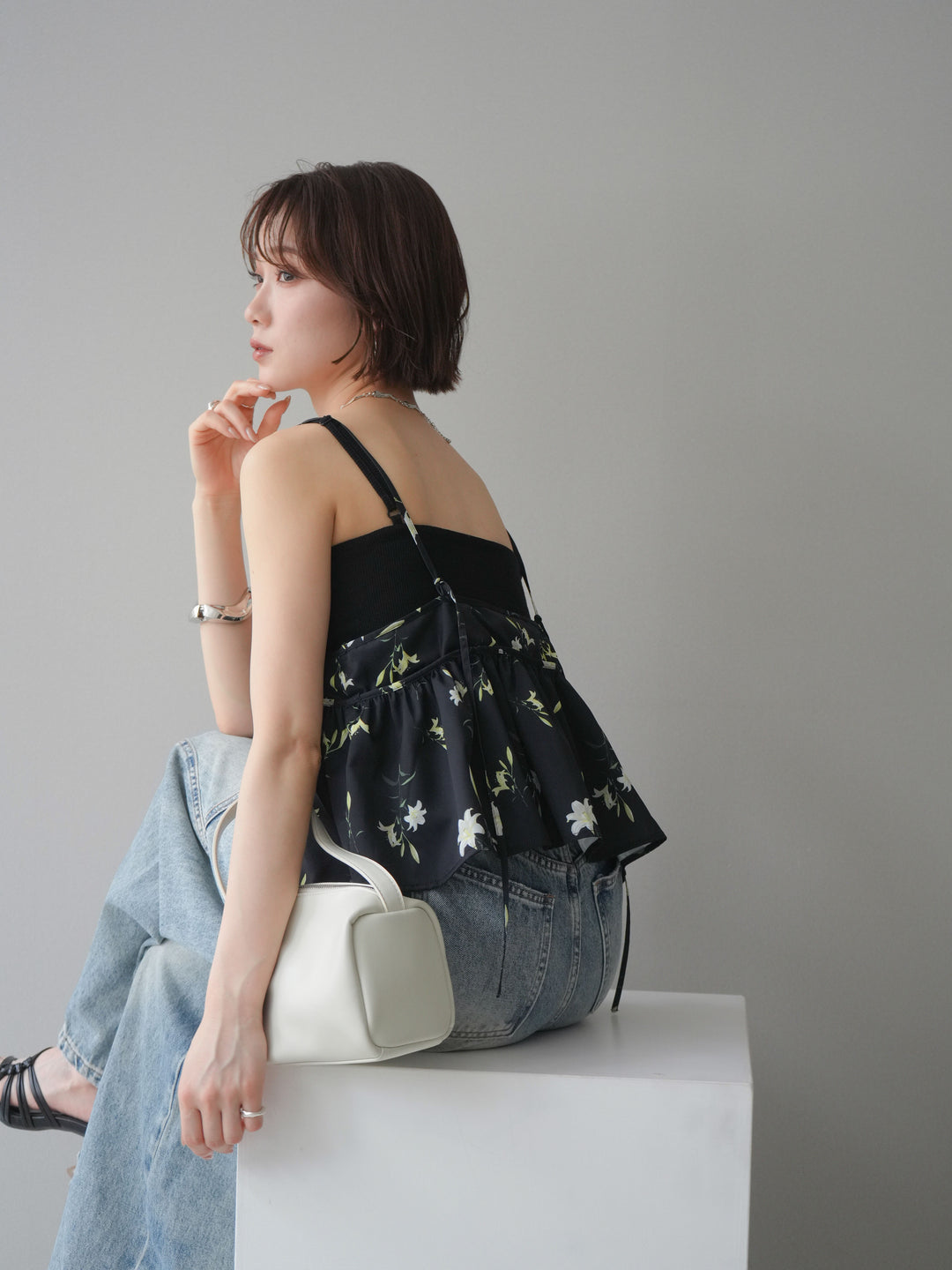 [SET]フラワープリントキャミソール+フラワープリントキャミソール(2set)