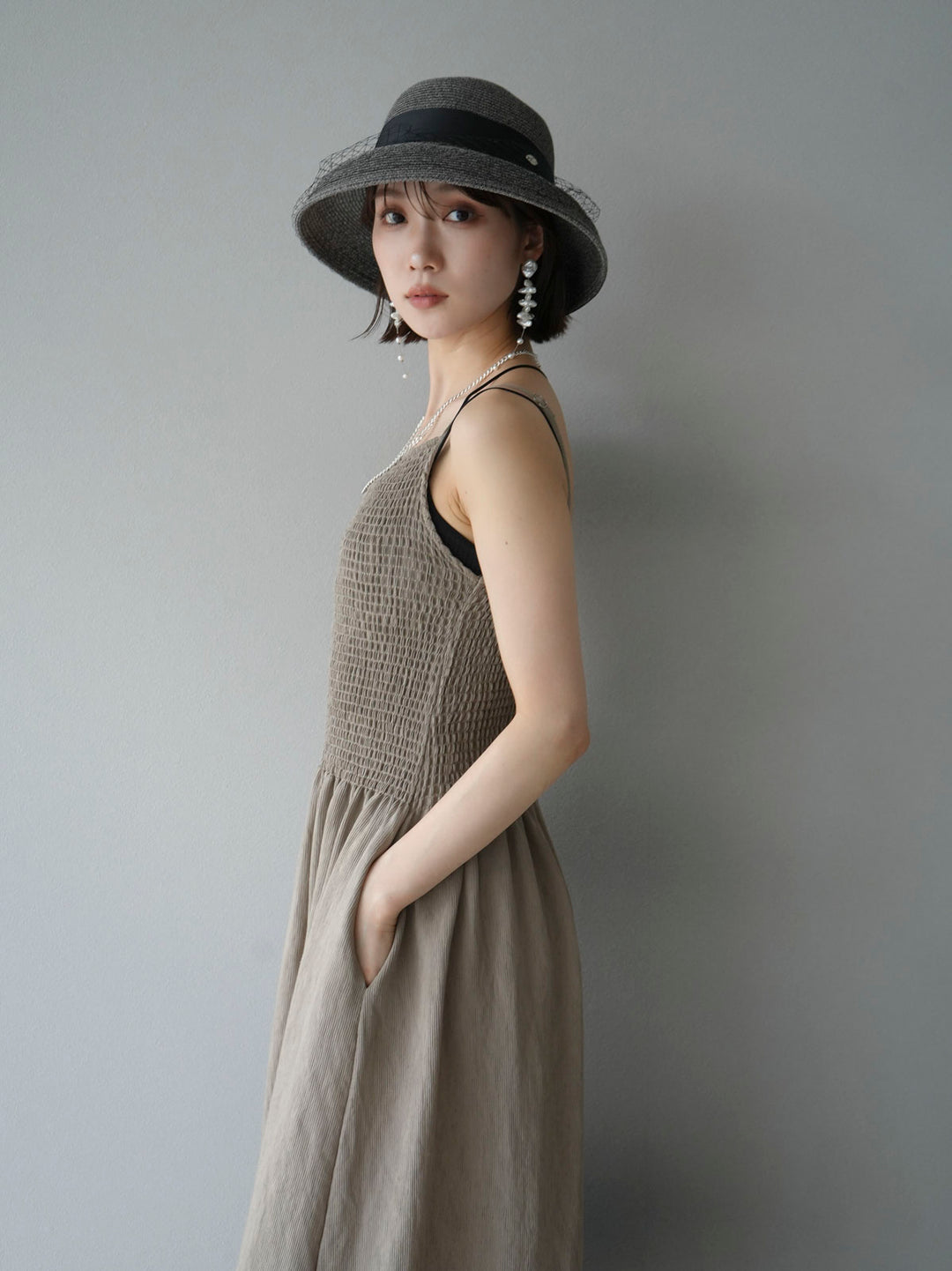 [Pre-order] Gathered Camisole Dress/Khaki