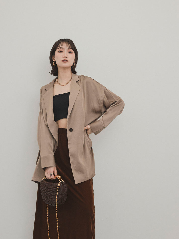 [予約]マットサテンジャケット/モカ