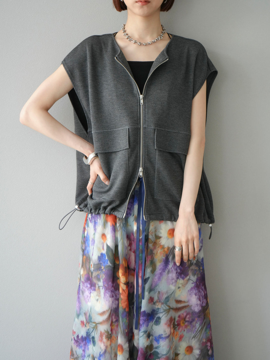 [予約]ライトポンチZIPブルゾン/チャコール