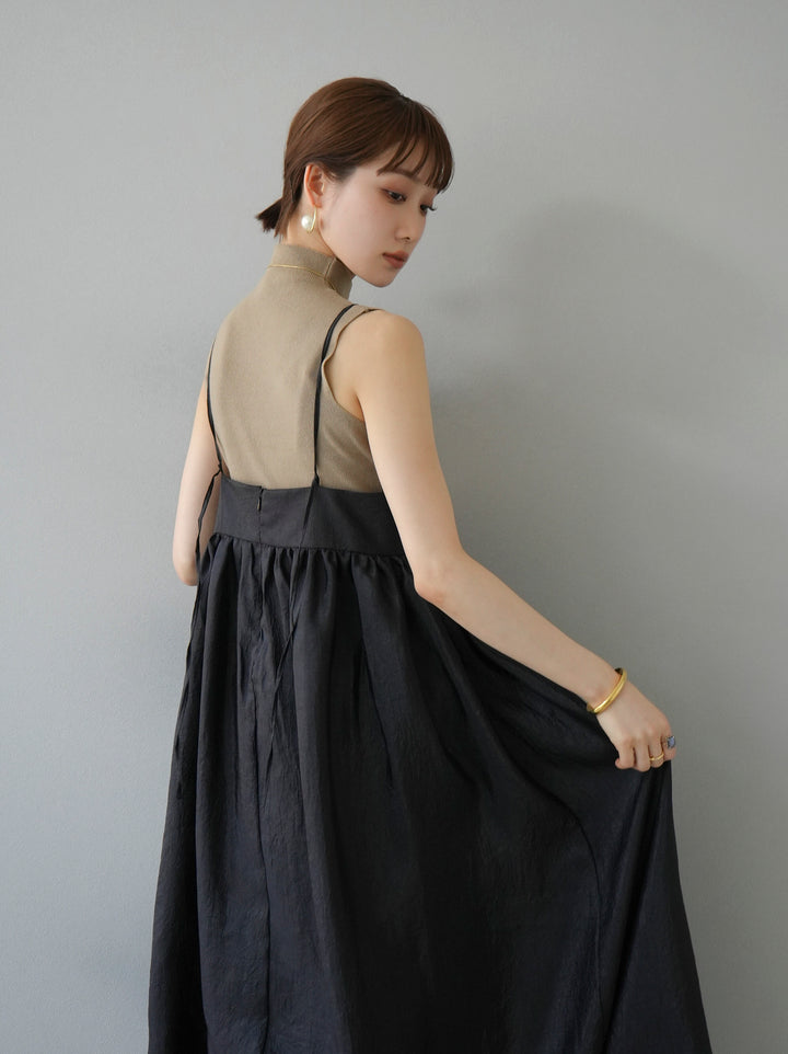 [Pre-order] Sheer Washer Volume Cami Dress/Black