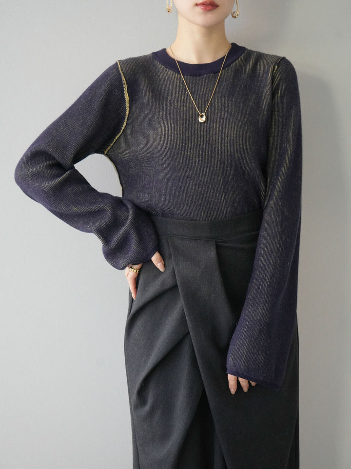 [套裝] 雙面配色羅紋針織套頭衫 + 可選飾品套裝（2 套）