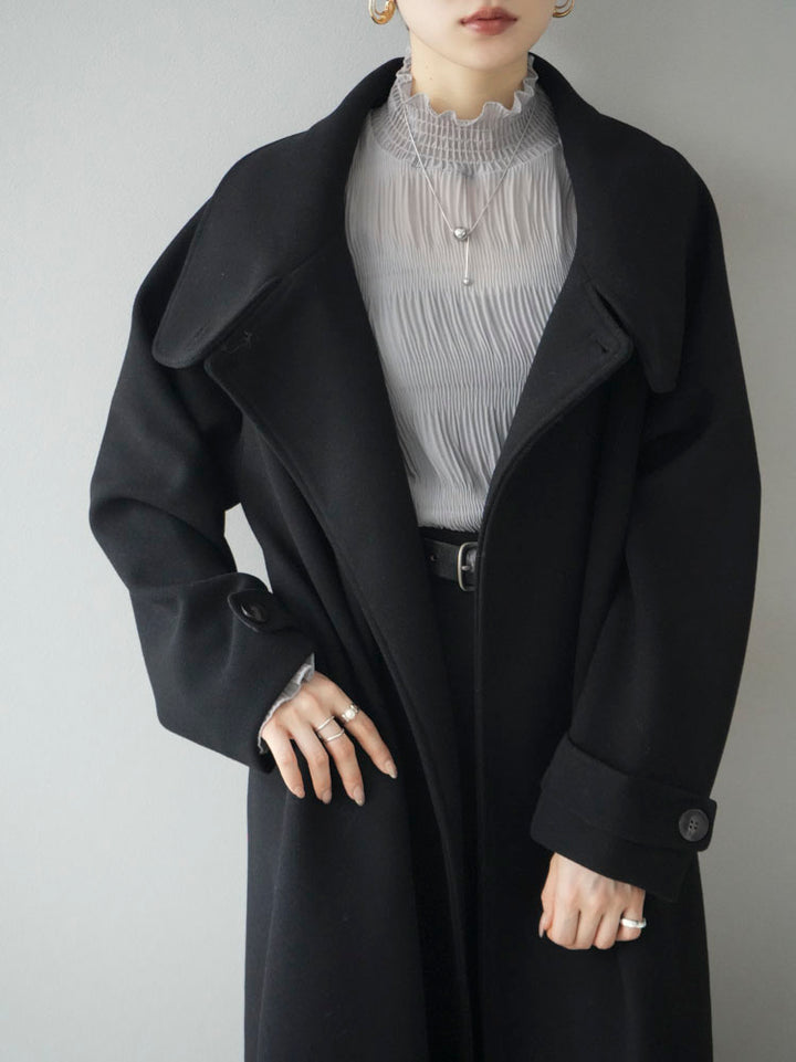 [Pre-order] Faux wool stand-up collar coat/black