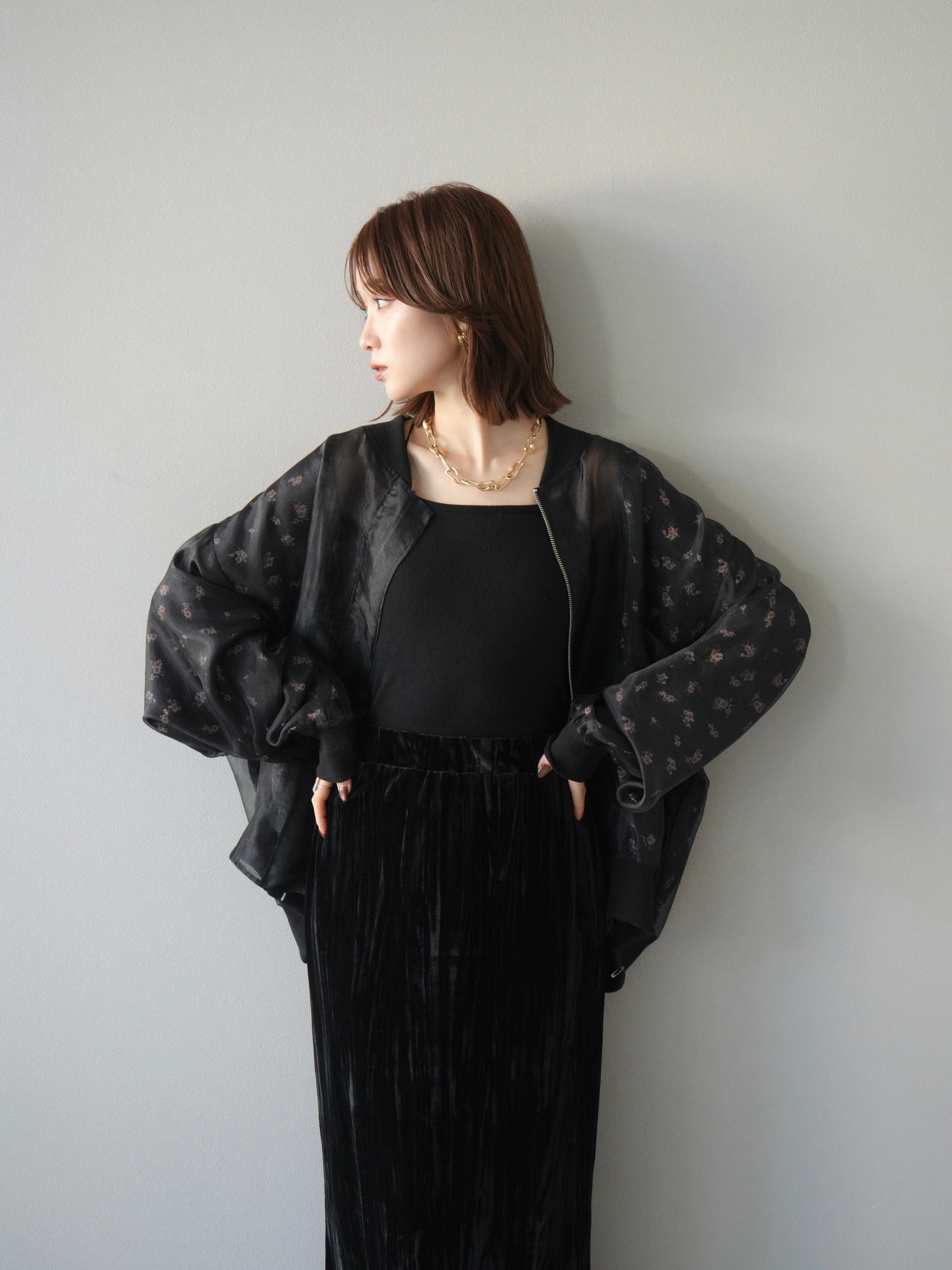 予約]フラワーチュールドッキングブルゾン/ブラック – Lumier
