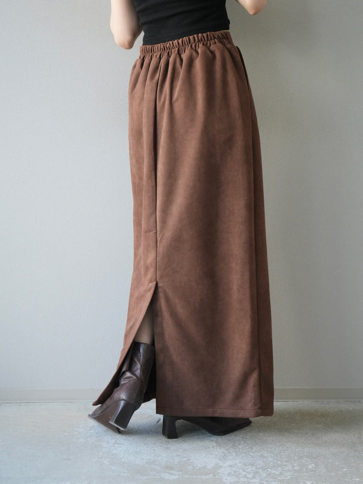 [予約]スエードタイトスカート/ブラウン