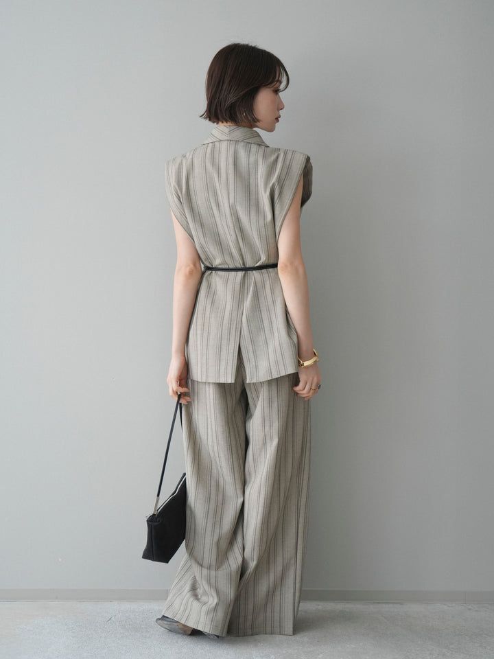 [SET]モチーフベルト付ストライプジレ＆パンツSETUP