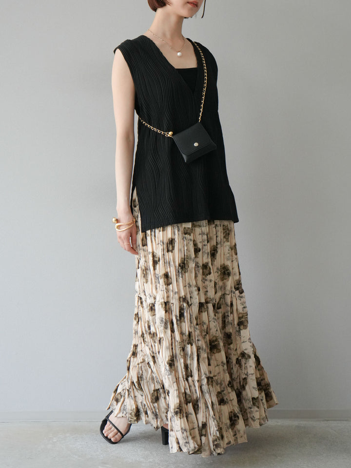 [SET]フラワーワッシャーロングスカート+フラワーワッシャーロングスカート(2set)