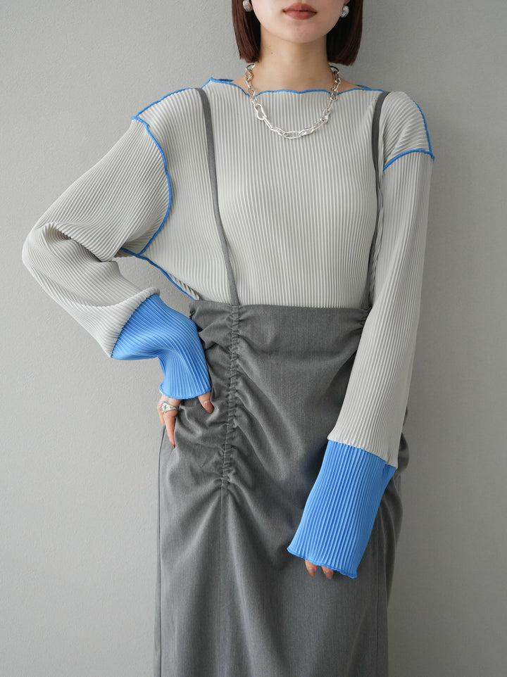 【預購】褶皺吊帶裙/炭灰