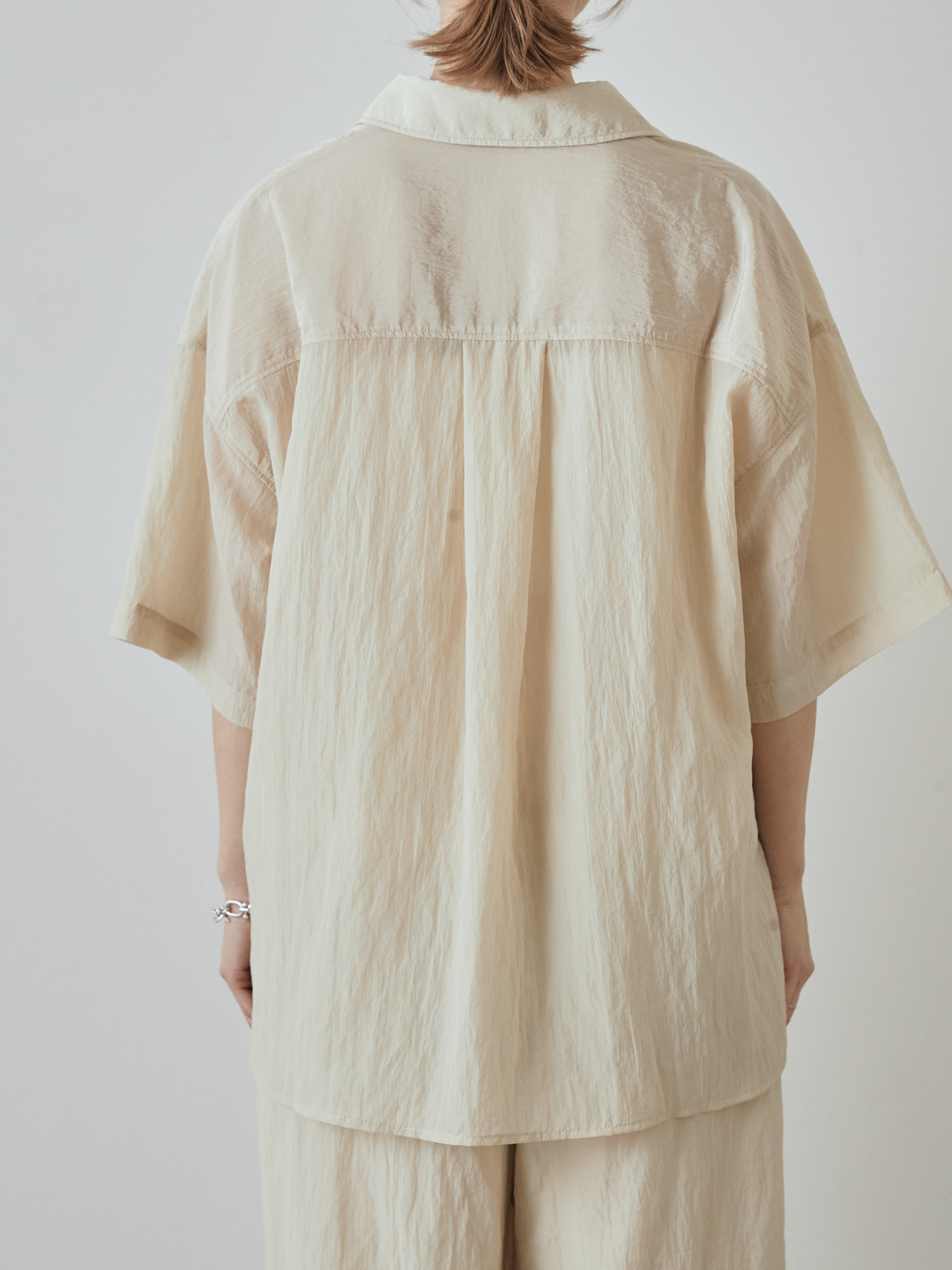 【預購】2WAY尼龍墊圈半身襯衫/奶油色