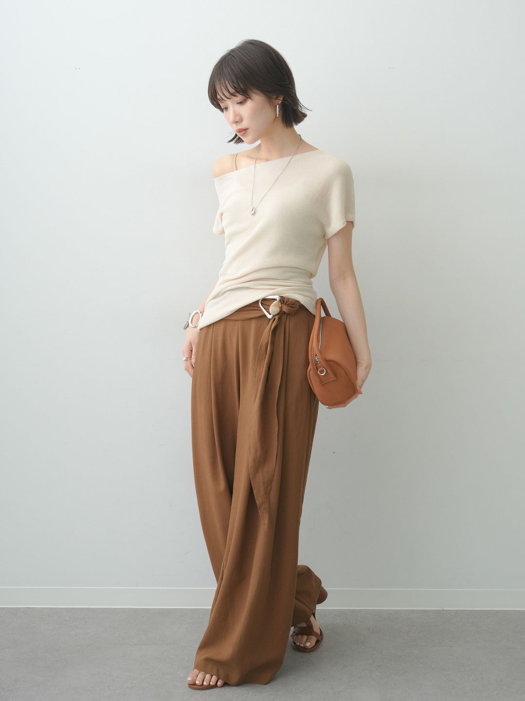 [SET]ベルトデザインタックドレープワイドパンツ+ベルトデザインタックドレープワイドパンツ(2set)