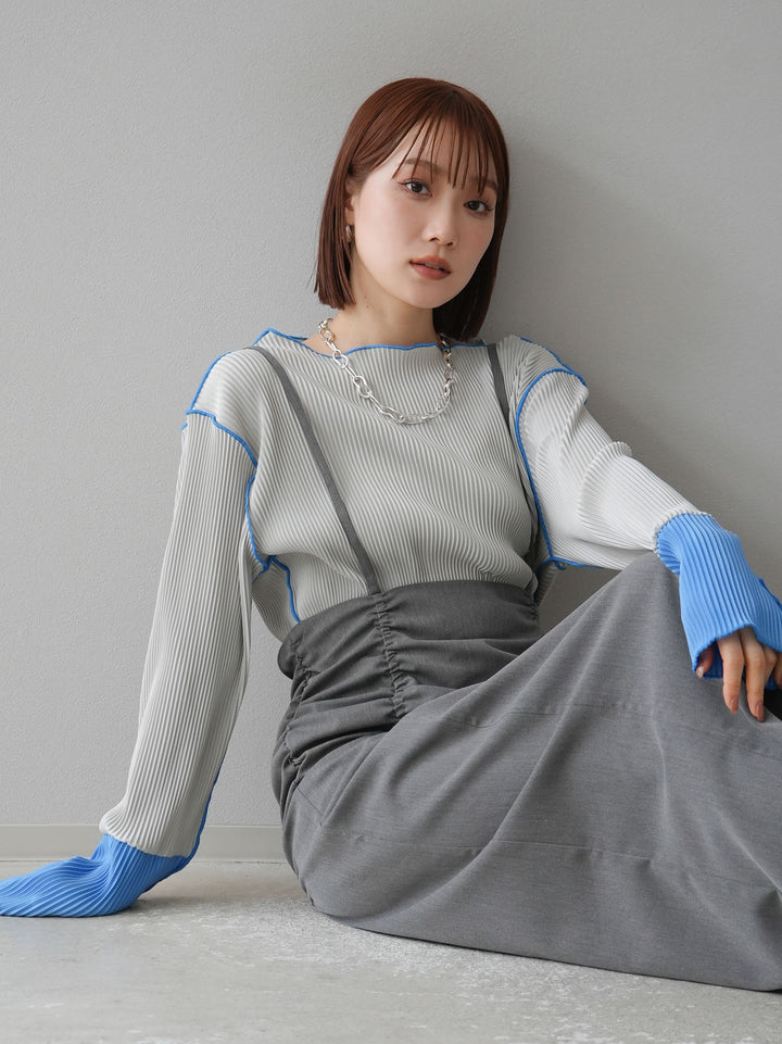 【預購】褶皺吊帶裙/炭灰