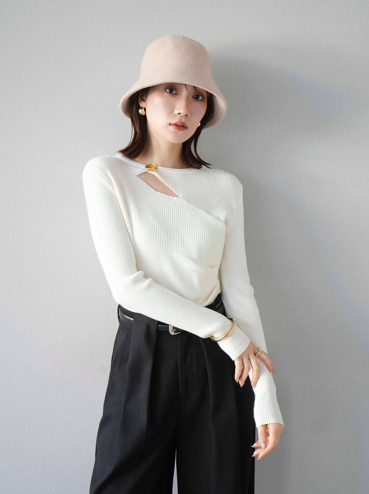 [套裝] 金色圖案設計羅紋上衣 + 選配飾品套裝（2 套）