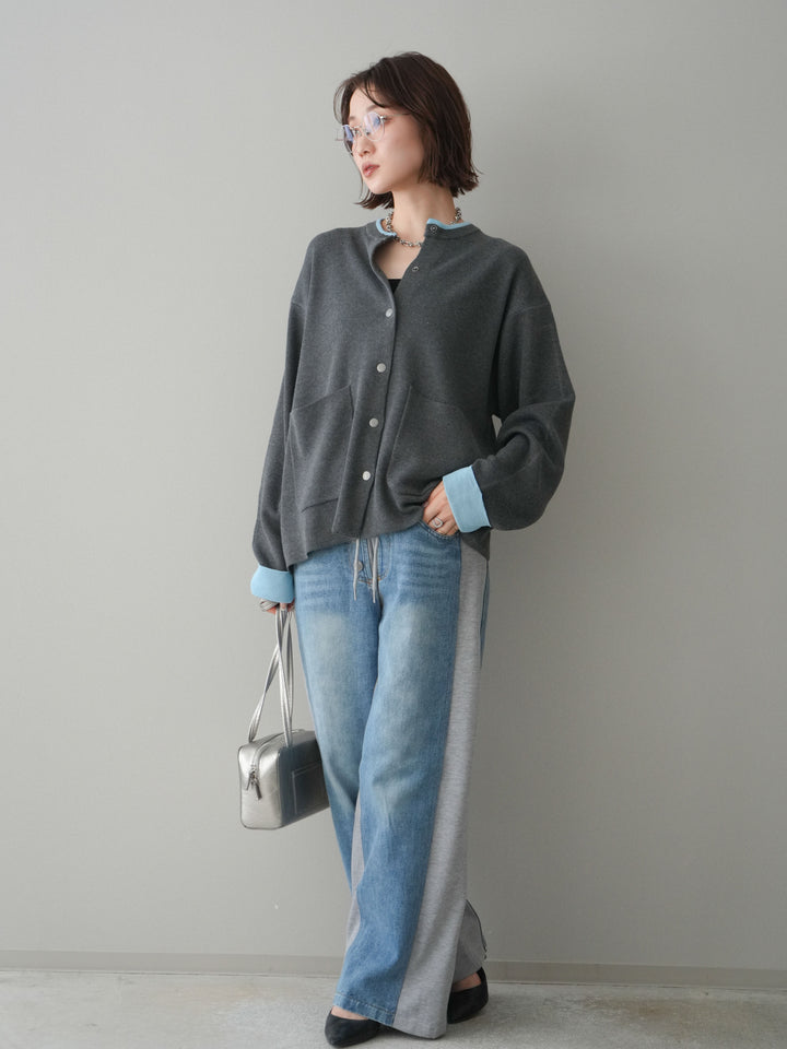 [予約]デニム切替スウェットパンツ/gray