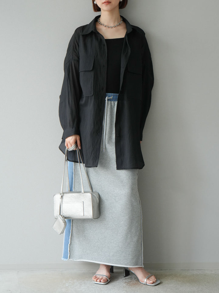 [予約]デニムドッキングスウェットスカート/グレー