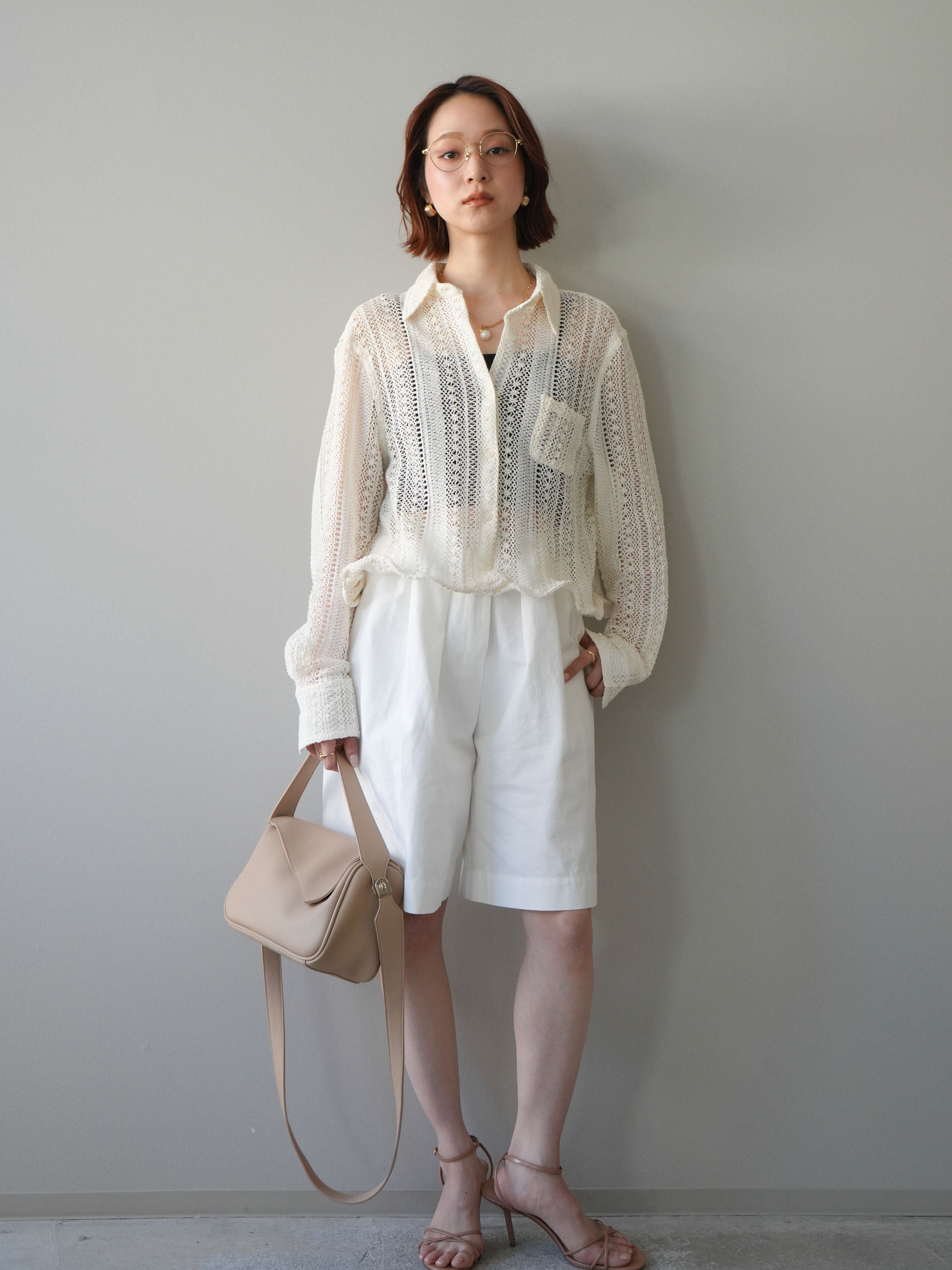 litmusホワイト キルティング レース ハーフパンツ 予約]タックワイドハーフパンツ/white – Lumier