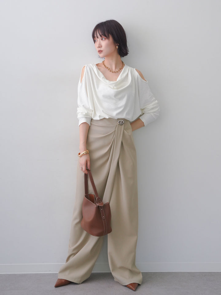 [SET]シルバーモチーフドレープパンツ+シルバーモチーフドレープパンツ(2set)