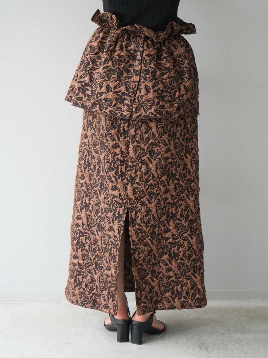 [予約]膨れジャガードマルチWAYスカート/ブラウン