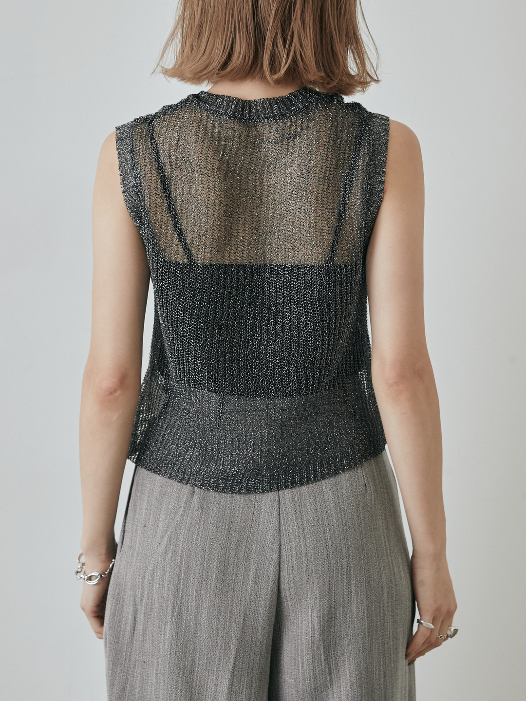 [予約]コードラメニットベスト/ブラック