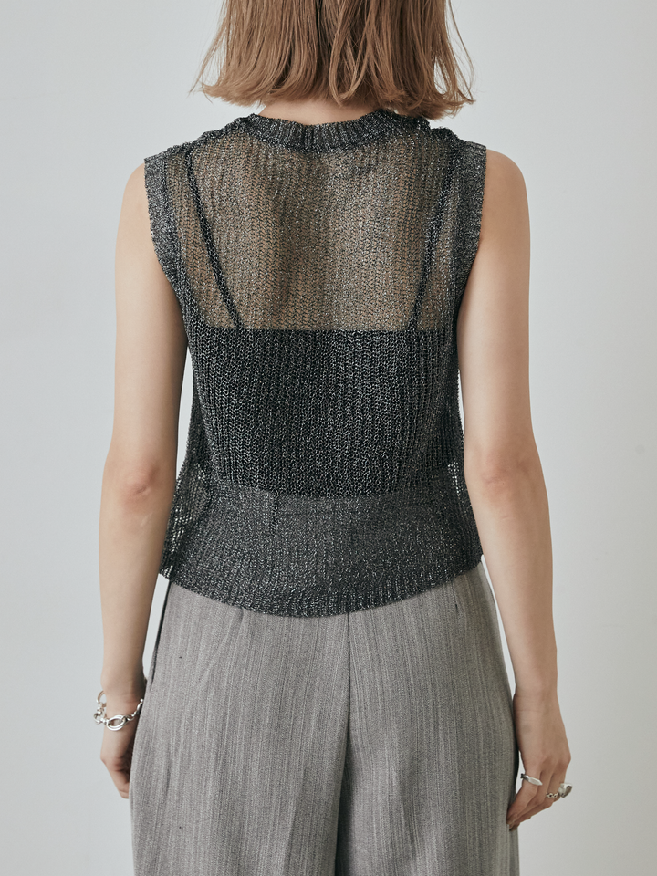 [予約]コードラメニットベスト/ブラック