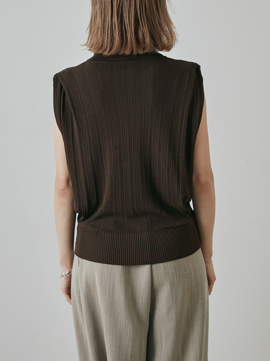 [予約]ランダムリブポロニットベスト/ブラウン