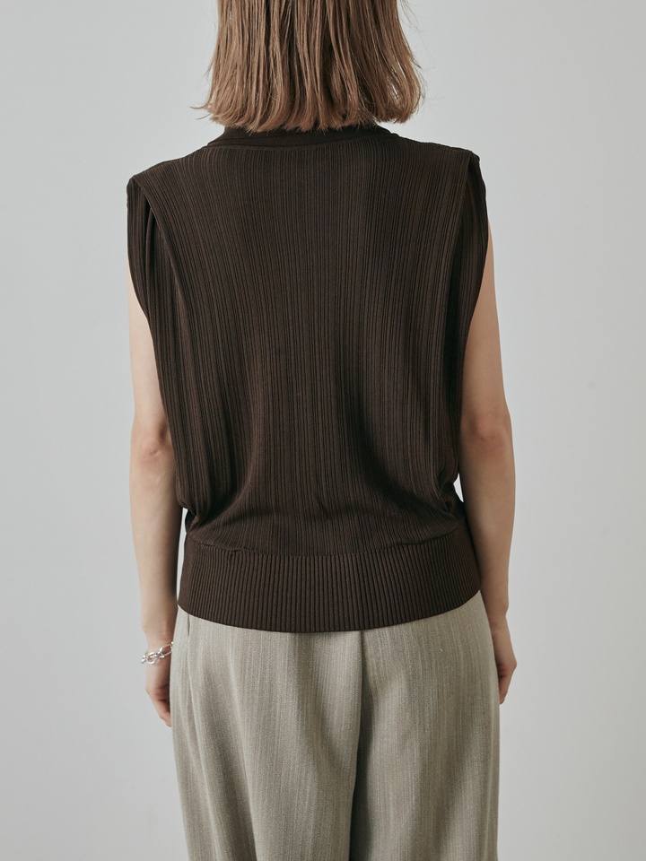 [予約]ランダムリブポロニットベスト/ブラウン