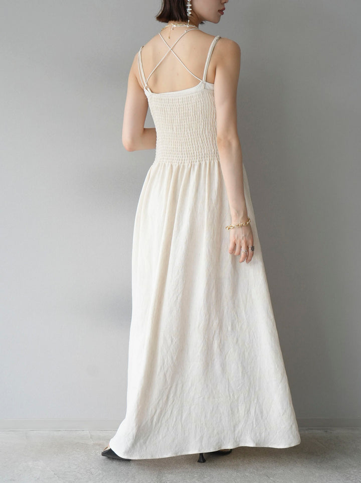 [Pre-order] Gathered camisole dress/ivory