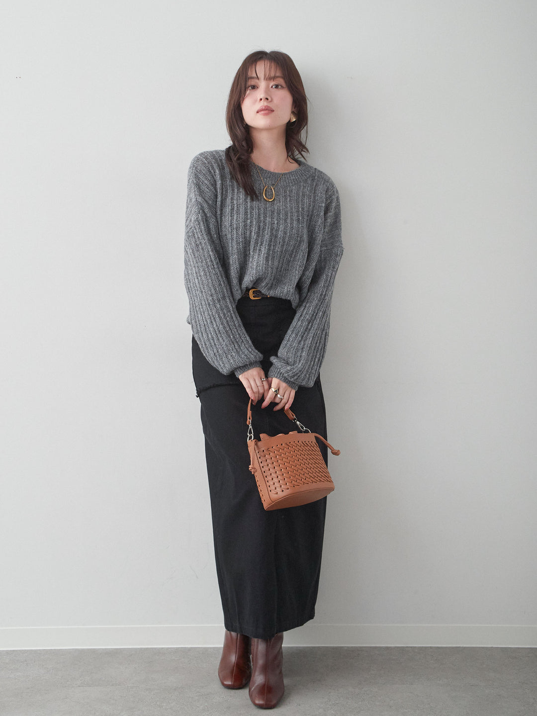 【套裝】繫帶流蘇口袋I字裙 + 繫帶流蘇口袋I字裙（兩件套裝）