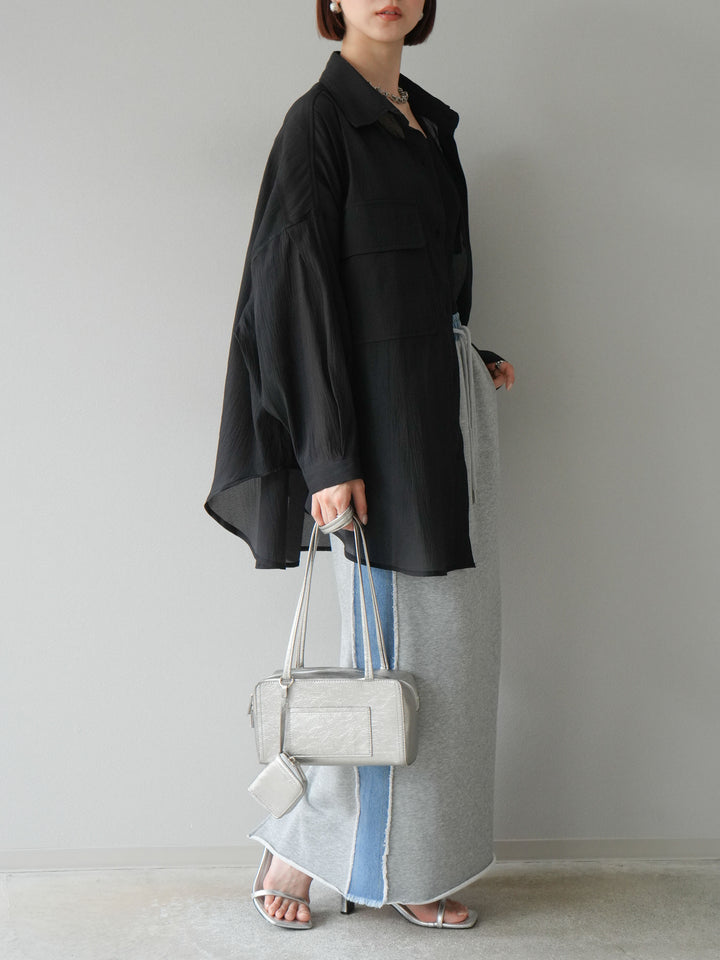 [予約]デニムドッキングスウェットスカート/グレー