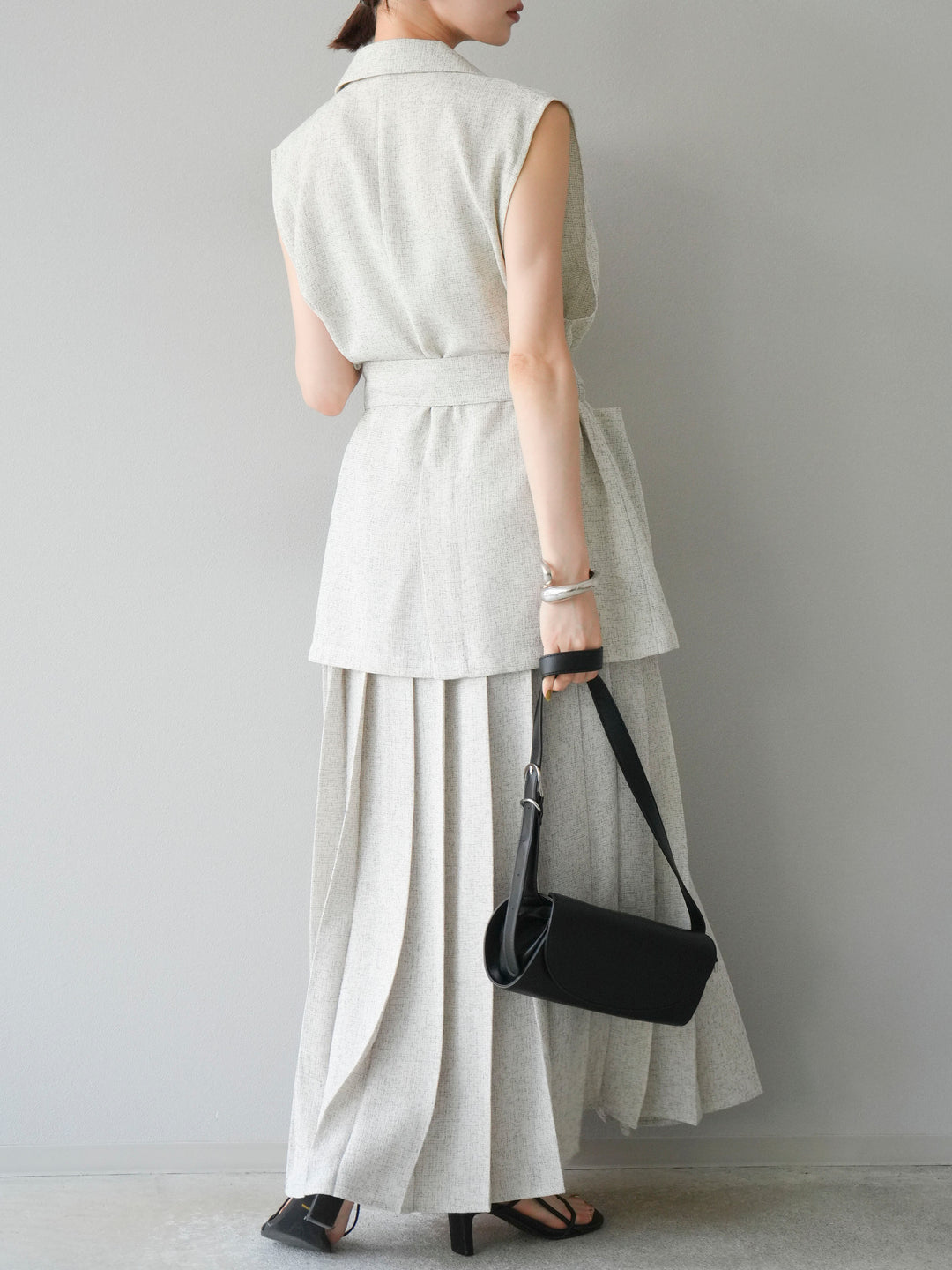 [予約]ミックスツイードプリーツスカート/アイボリー