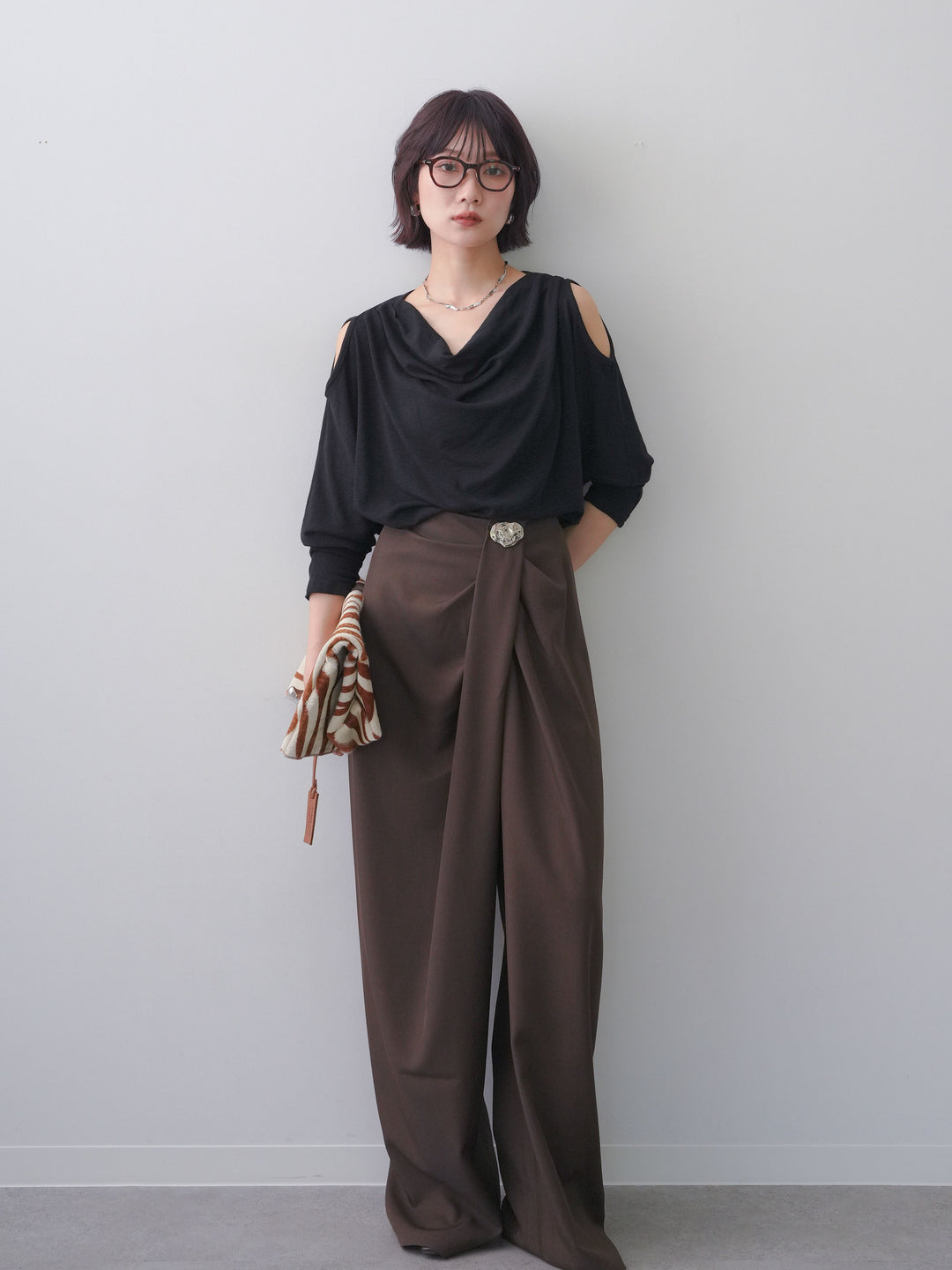 [SET]シルバーモチーフドレープパンツ+シルバーモチーフドレープパンツ(2set)