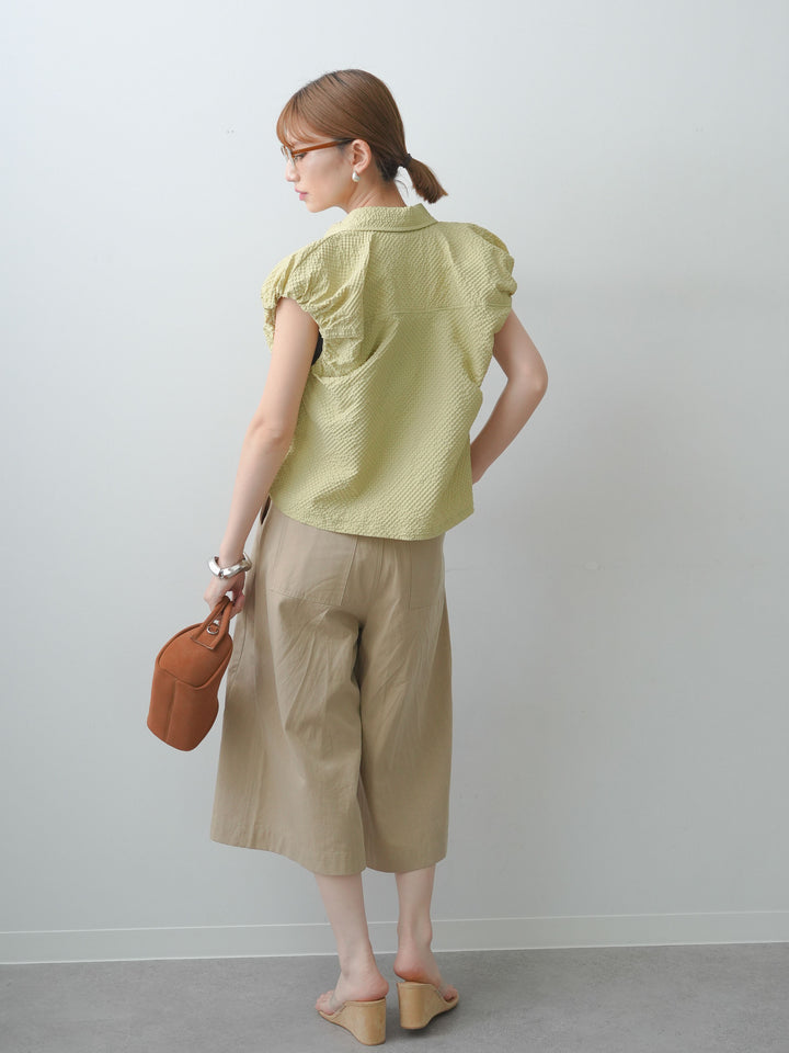 [予約]ベルトデザインタックミドルパンツ/beige