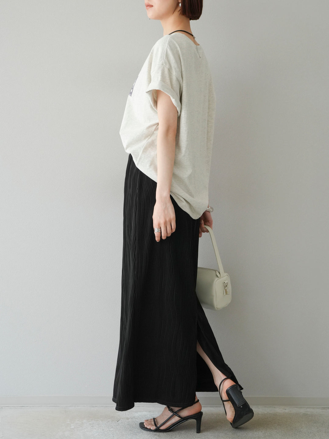 [予約]ウェーブパイピングタイトスカート/ブラック